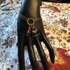 ✨ Mixed Charm Bracelet – Stamped Designer Bag Charm + Lipstick Accent ✨
